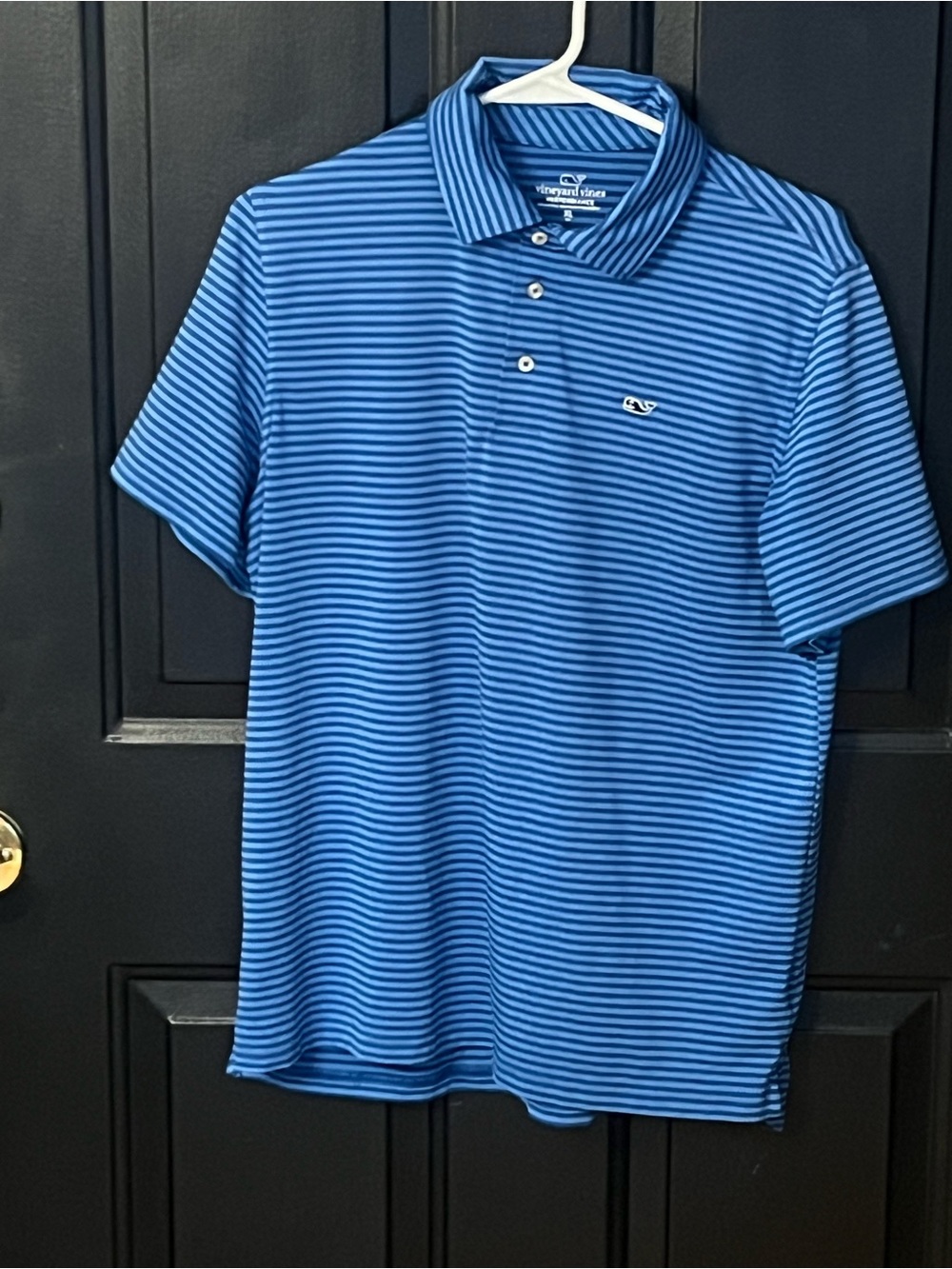 Vineyard Vines Blue and Light Blue Striped Golf Polo